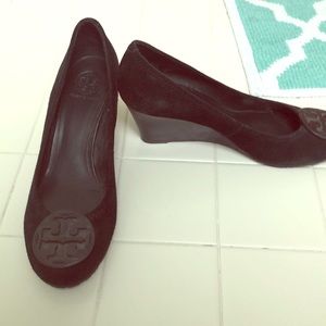 Tory Burch Black Suede Wedges